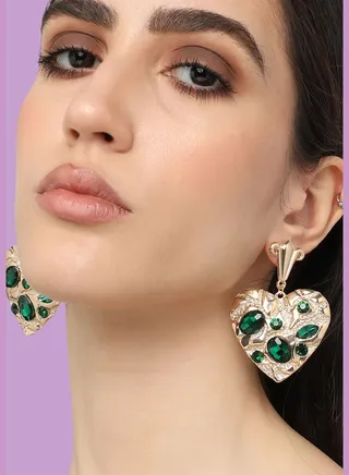 Gold Plated Designer Stone Party Drop Earring For Women