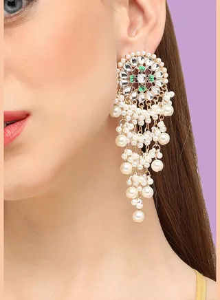 Gold Plated Party Designer Stone Drop Earring For Women