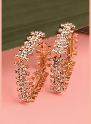 Gold Plated Designer Stone Western Wear Hoop Earring For Women