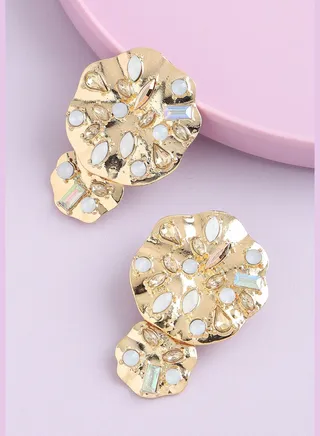 Gold Plated Party Designer Stone Drop Earring For Women