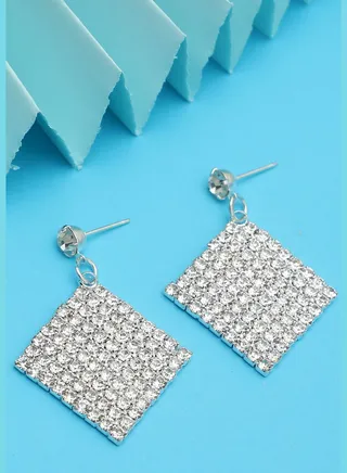 Silver Plated Designer Stone Drop Earring