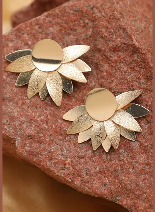 Gold Plated Designer Stone Stud