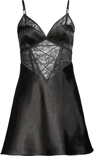 Noelle Satin Lace-Paneled Chemise