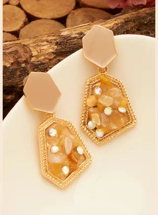 Gold Plated Designer Stone Stud