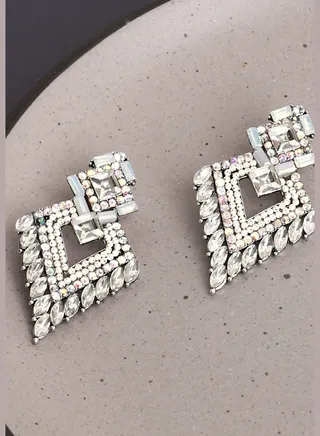Silver Plated Designer Stone Drop Earring