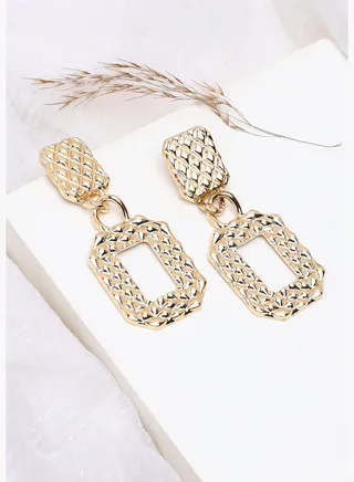 Gold Plated Party Designer Stone Drop Earring For Women