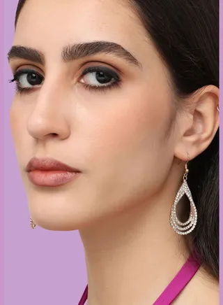 Gold Plated Designer Stone Party Drop Earring For Women