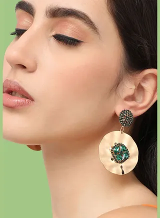 Gold Plated Designer Stone Party Drop Earring For Women