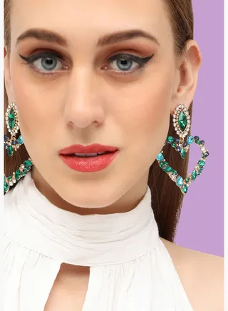 Gold Plated Party Designer Stone Drop Earring For Women
