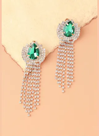 Gold Plated Designer Stone Party Drop Earring For Women