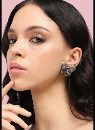 Gold Plated Designer Stone Party Wear Stud For Women