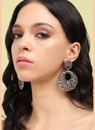 Gold Plated Designer Stone Party Wear Drop Earring For Women