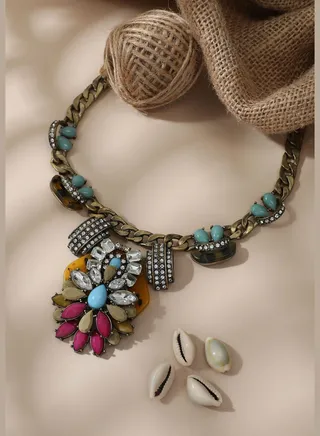 Gold Plated Designer Stone Party Necklace For Women