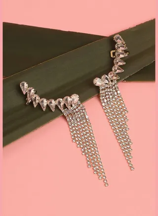 Gold Plated Designer Stone Western Wear Ear Cuff For Women