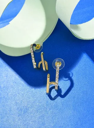 Gold Plated Designer Stone Drop Earrings