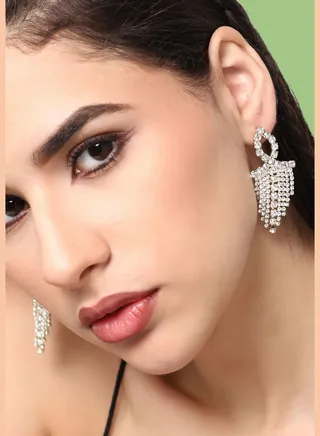Gold Plated Party Designer Stone Drop Earring For Women