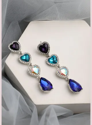 Silver Plated Party Designer Stone Drop Earring For Women