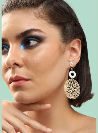 Gold Plated Party Pearls Drop Earring For Women