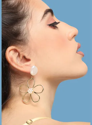 Gold Plated Party Designer Stone Drop Earring For Women