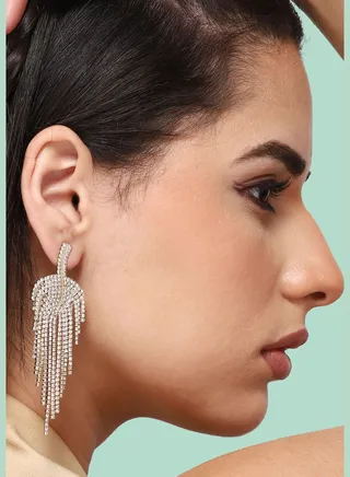 Silver Plated Party Designer Stone Drop Earring For Women