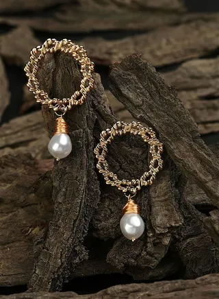 Gold Plated Pearl Beaded Drop Earring
