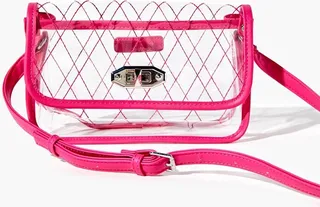 Clear Lattice-Seam Crossbody Bag