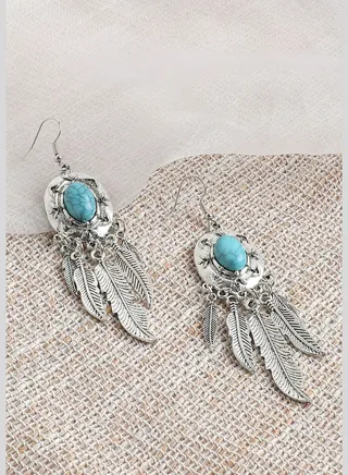 Silver Plated Designer Stone Drop Earring