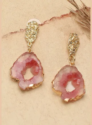 Gold Plated Party Designer Stone Drop Earring For Women