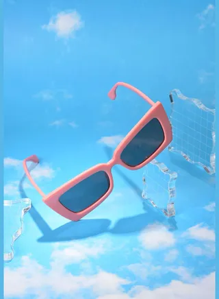 Women Black Lens Pink Butterfly Sunglasses