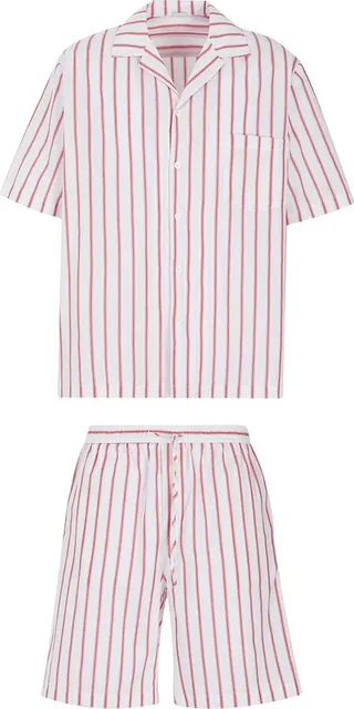 Cotton Striped Pyjama Set Sleepwear White