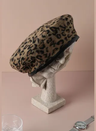 Animal Print Beret Cap