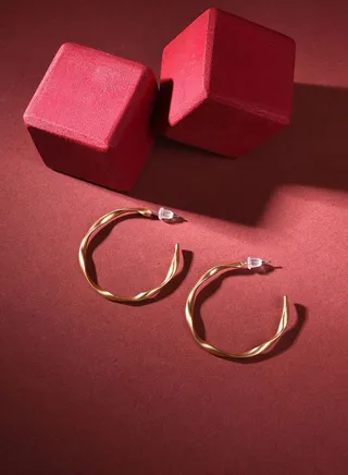 Pack of 2 Gold Plated Designer Hoop Earring