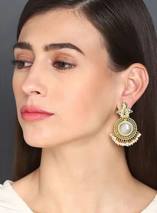 Gold-Plated Kundan Stone Bali