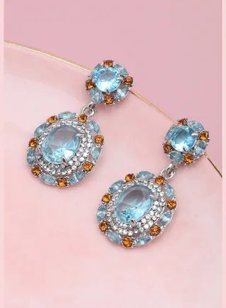 Gold Plated Party Designer Stone Drop Earring For Women