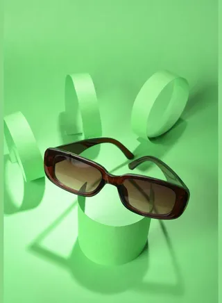 Women Brown Lens Brown Rectangle Sunglasses