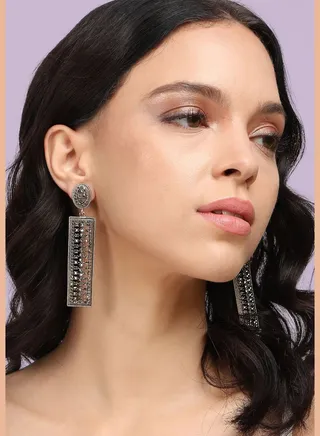 Gold Plated Designer Stone Party Wear Drop Earring For Women