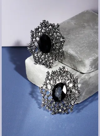 Silver Plated Designer Stone Party Wear Stud For Women