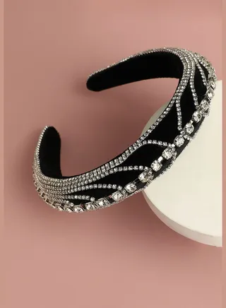 Trendy Western Wear Fabric and Metal Hair Band with Designer Stone For Women