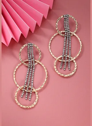 Gold Plated Designer Stone Party Wear Drop Earring For Women