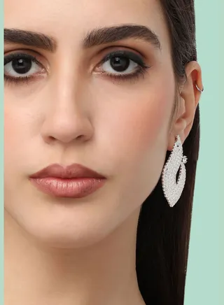 Silver Plated Designer Stone Party Stud For Women