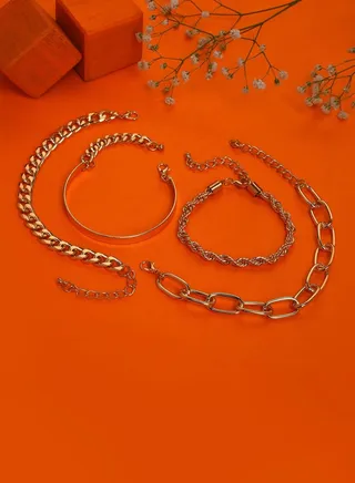 Pack of 4 Gold Plated Chain Bracelet