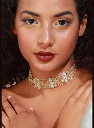 Gold Plated Designer Stone Party Necklace For Women