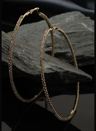 Gold Plated American Diamond Hoop Earring