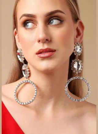 Gold Plated Party Designer Stone Drop Earring For Women