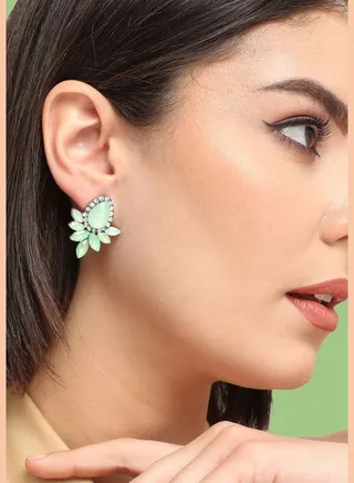 Gold Plated Party Designer Stone Drop Earring For Women