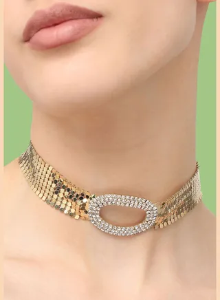 Gold Plated Party Designer Stone Choker Necklace For Women