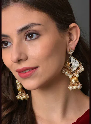 Gold Plated Designer Geometric Studs