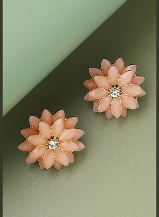 Gold Plated Party Designer Stone Stud For Women