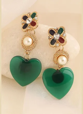 Gold Plated Party Designer Stone Drop Earring For Women