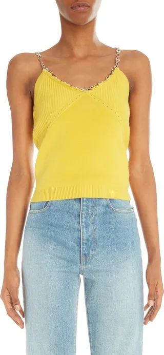 Chain Strap V-Neck Merino Wool Camisole